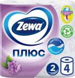 Туалетная бумага Zewa Плюс Сирень 4 рулона 2 слоя Туалетная бумага Zewa Плюс Сирень 4 рулона 2 слоя