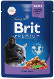 Влажный корм для взрослых кошек Brit Premium с треской в соусе 85г