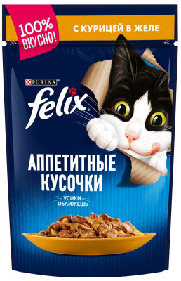 Корм для кошек Felix Аппетитные кусочки с курицей в желе 85г