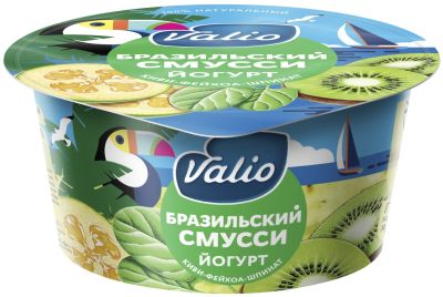 Йогурт Valio Бразильский смусси с киви фейхоа и шпинатом 2.6% 140г