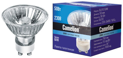 Лампа Camelion галогенная GU10 50Вт