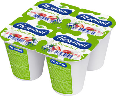 Продукт йогуртный Нежный с пюре клубники 0.1% 4шт*100г