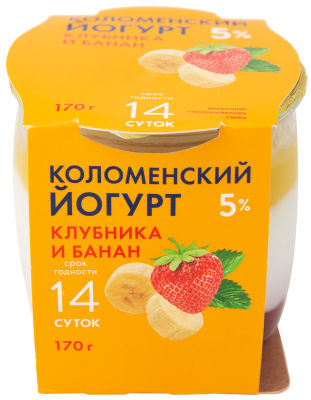 Йогурт Коломенский Клубника Банан 5% 170г