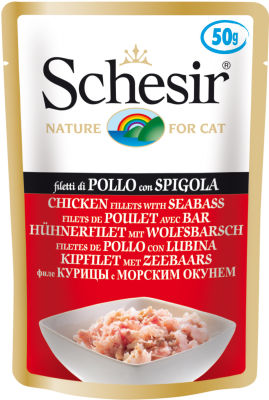 Корм для кошек Schesir Цыпленок с морским окунем 50г