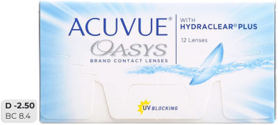 Контактные линзы Acuvue Oasys Hydraclear Plus Двухнедельные -2.5/14.3/8.4 12шт