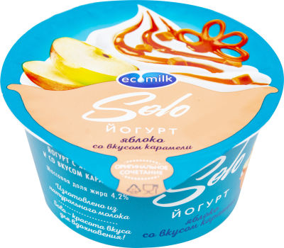 Йогурт Экомилк Яблоко со вкусом карамели 4.2% 130г