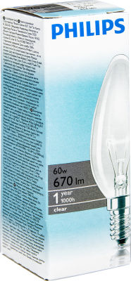 Лампа накаливания Philips В35 E14 60Вт