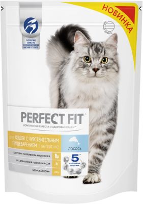 Сухой корм для кошек Perfect Fit Sensitive с лососем 650г