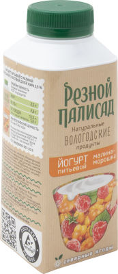 Йогурт питьевой Резной Палисад с малиной и морошкой 2.5% 330г