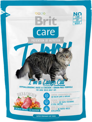 Сухой корм для кошек Brit care для крупных с уткой и курицей 400г
