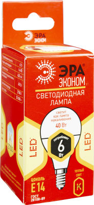 Лампа светодиодная Эра LED P45 E14 6Вт