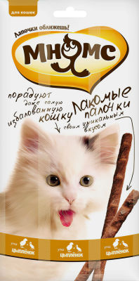 Лакомство для кошек Мнямс Лакомые палочки с цыпленком и уткой 13.5см 3шт*5г